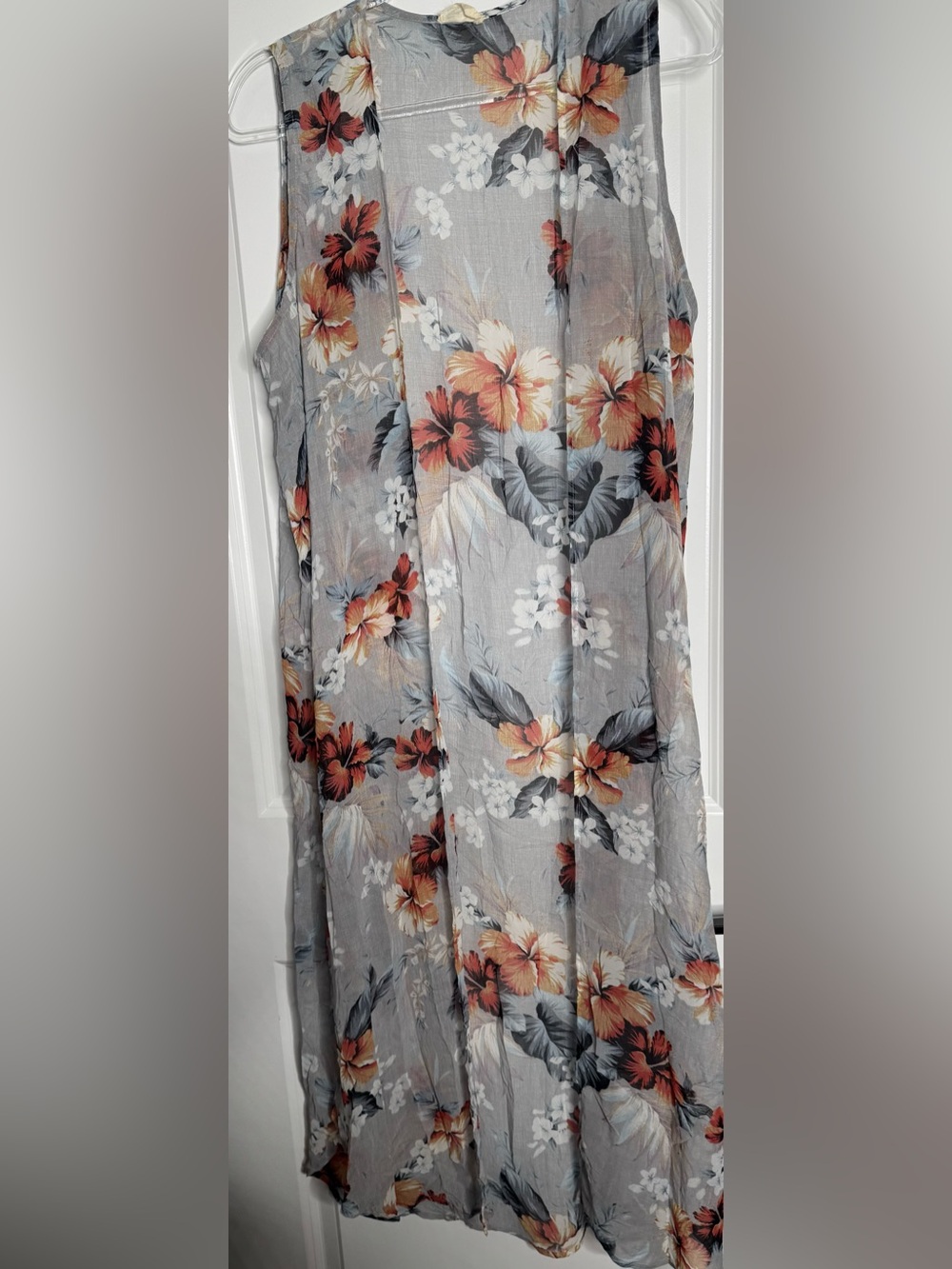 1.4.3. Story by Line Up Gray Floral Sheer Cardigan with Orange Accents size LG - Picture 1 of 4